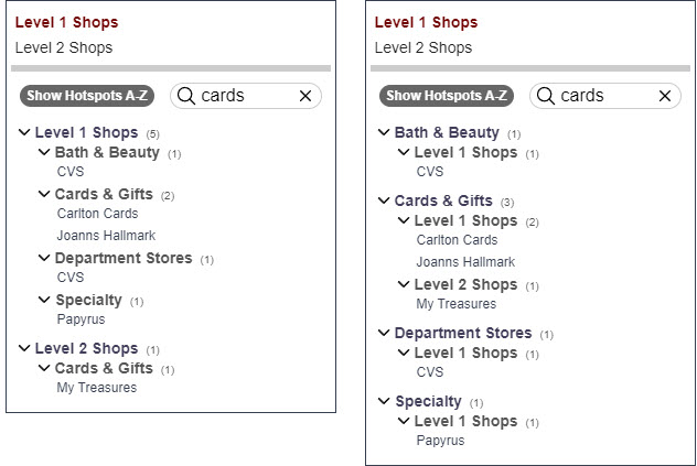 Group hotspots in the directory by category or page